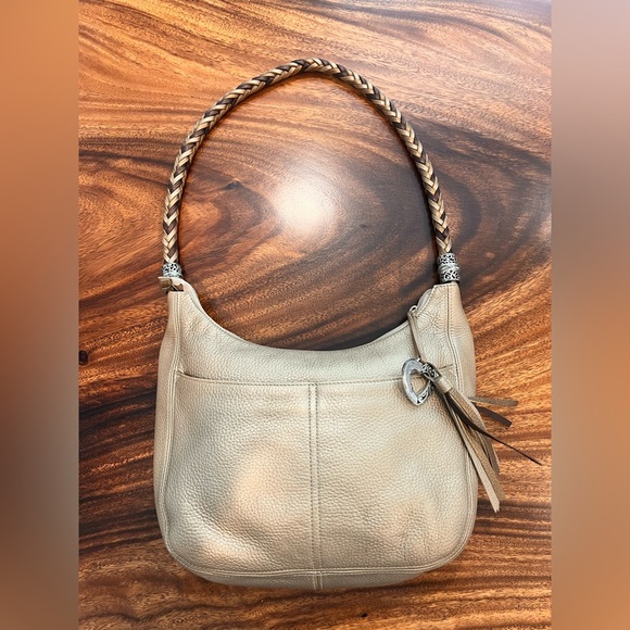 Brighton Hobo Barbados Handbag Bronzed Brown Pebbled Leather Braided PreLoved - Picture 12 of 15